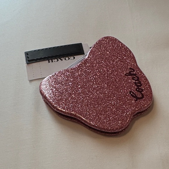 NWT COACH Butterfly Pink Glitter Mirror - Picture 2 of 4